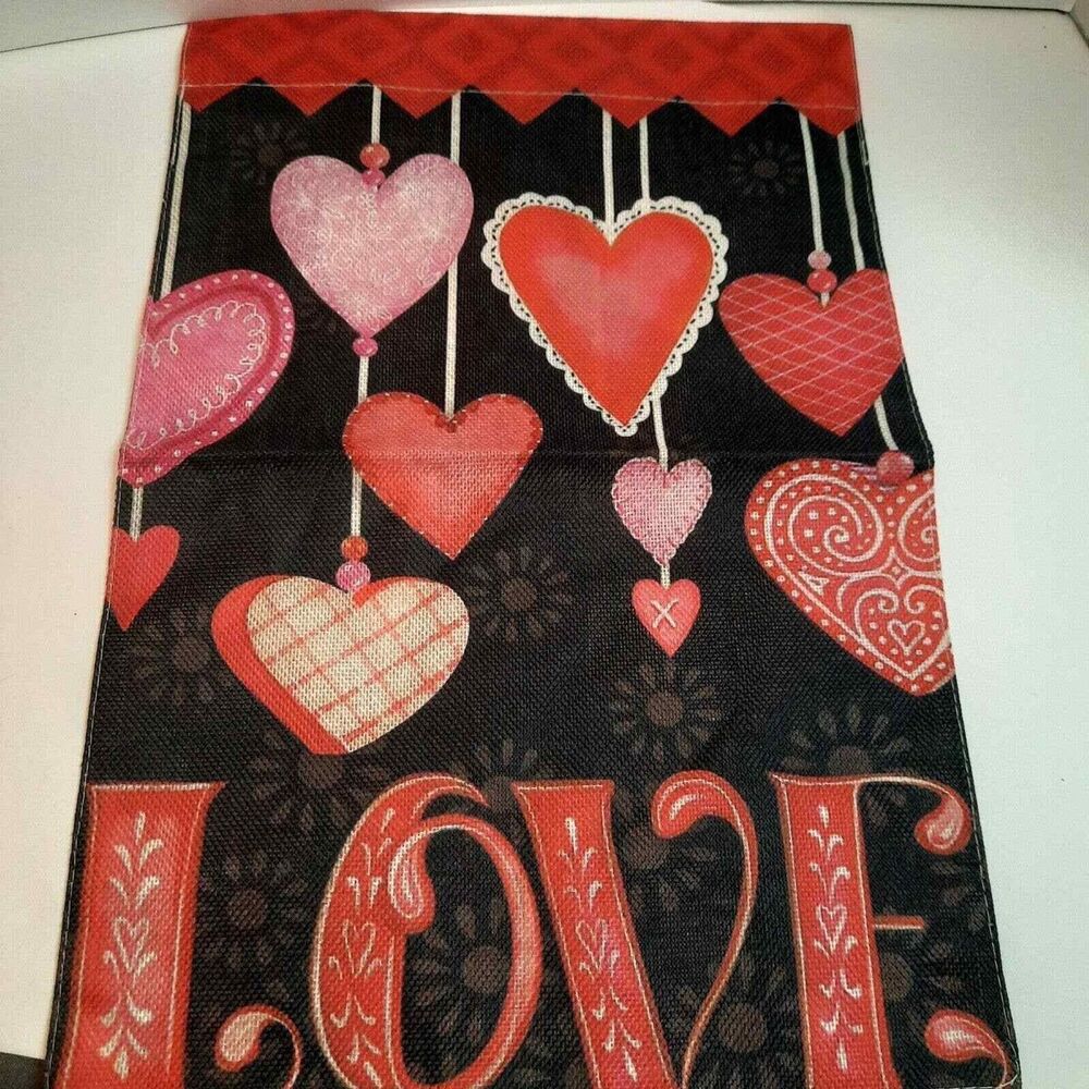 Valentine Day Garden Flag 12" X 18" Printed Image on Both Sides Hearts Love